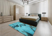 Patterned Dark Cyan Green Rug in a Bedroom, pat134lblu