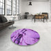 Round Patterned Violet Purple Rug in a Office, pat134pur