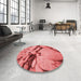 Round Patterned Red Rug in a Office, pat134rd