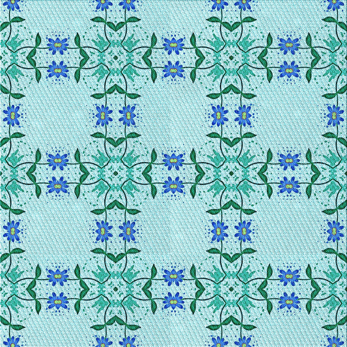 Round Patterned Blue Rug, pat1340lblu