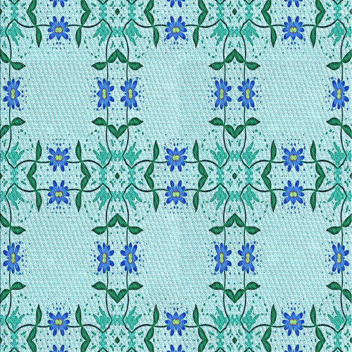 Machine Washable Transitional Blue Rug, wshpat1340lblu