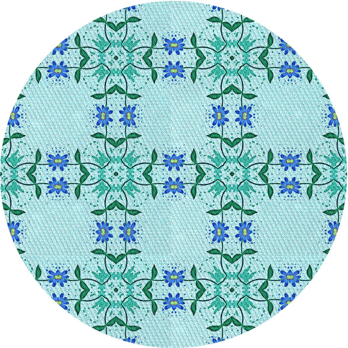 Square Patterned Blue Rug, pat1340lblu