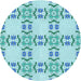 Square Patterned Blue Rug, pat1340lblu