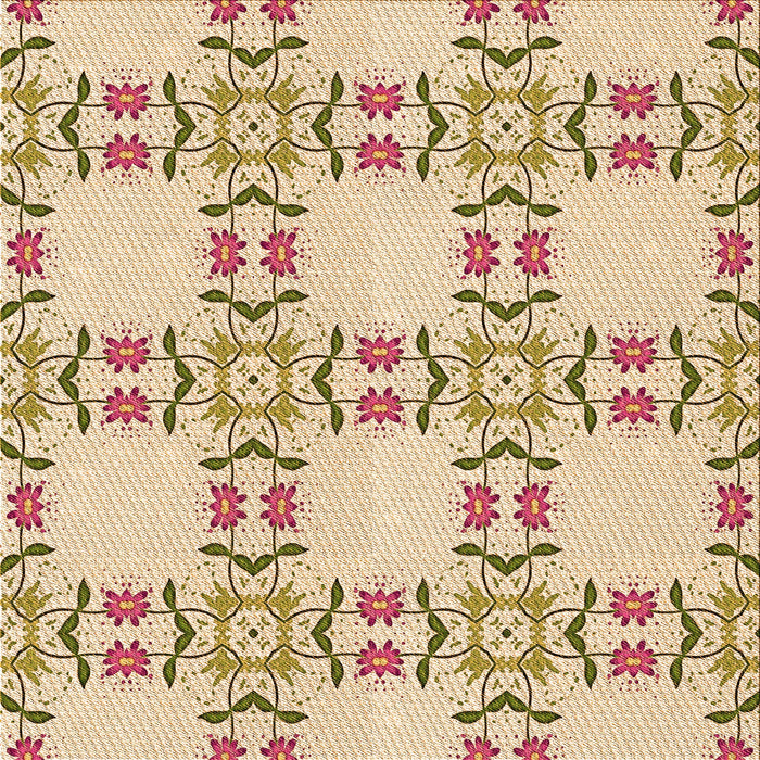 Round Patterned Golden Blonde Gold Rug, pat1340org