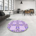 Round Patterned Lilac Purple Rug in a Office, pat1340pur