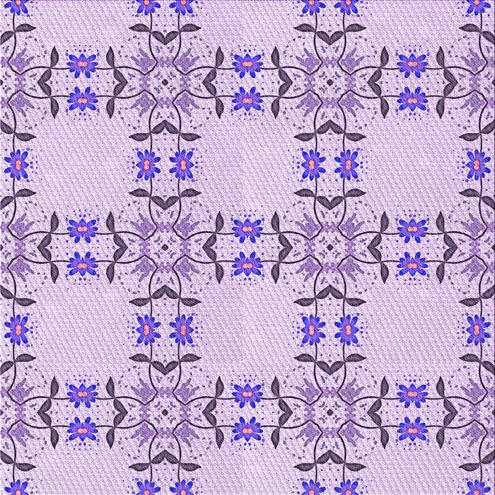 Round Machine Washable Transitional Lilac Purple Rug, wshpat1340pur