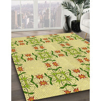 Patterned Dark Golden Brown Rug, pat1340yw