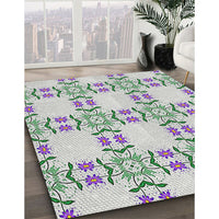 Patterned Light Rose Green Novelty Rug, pat1340