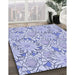 Patterned Blue Rug in Family Room, pat1341blu