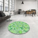 Round Patterned Light Green Rug in a Office, pat1341grn