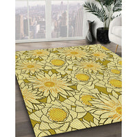 Patterned Dark Golden Brown Rug, pat1341yw