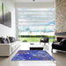 Square Patterned Blue Rug in a Living Room, pat1342blu