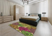 Patterned Brown Red Rug in a Bedroom, pat1342brn