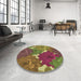 Round Patterned Brown Red Rug in a Office, pat1342brn