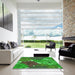 Square Patterned Neon Green Rug in a Living Room, pat1342grn