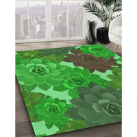 Patterned Neon Green Rug, pat1342grn