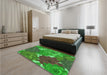 Patterned Neon Green Rug in a Bedroom, pat1342grn