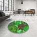 Round Patterned Neon Green Rug in a Office, pat1342grn