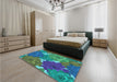 Patterned Blue Rug in a Bedroom, pat1342lblu