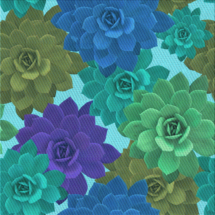 Round Patterned Blue Rug, pat1342lblu