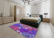 Patterned Dark Orchid Purple Rug in a Bedroom, pat1342pur