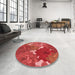 Round Patterned Orange Rug in a Office, pat1342rd