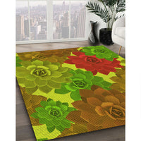 Patterned Pistachio Green Rug, pat1342yw