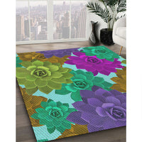 Patterned Green Modern Rug, pat1342