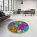 Round Patterned Green Modern Rug in a Office, pat1342