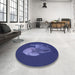 Round Patterned Denim Dark Blue Rug in a Office, pat1343blu