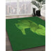 Patterned Deep Emerald Green Rug in Family Room, pat1343grn