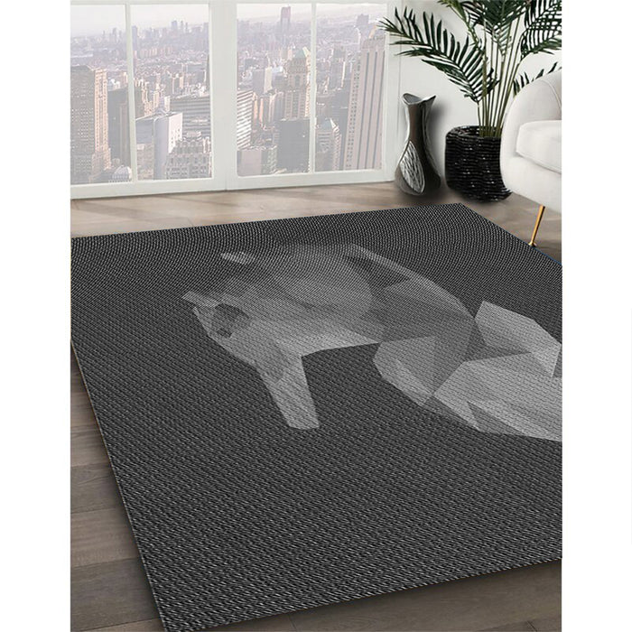 Machine Washable Transitional Charcoal Black Rug in a Family Room, wshpat1343gry