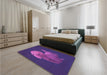 Patterned Bright Purple Rug in a Bedroom, pat1343pur