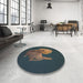 Round Machine Washable Transitional Silver Gray Rug in a Office, wshpat1343