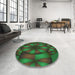 Round Patterned Milk Chocolate Brown Rug in a Office, pat1344grn