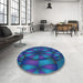 Round Patterned Blue Rug in a Office, pat1344lblu