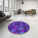 Round Patterned Purple Rug in a Office, pat1344pur