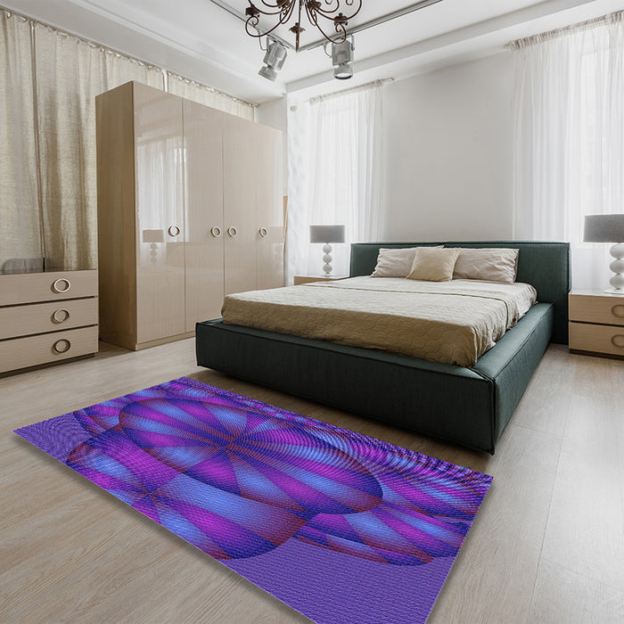 Patterned Purple Rug in a Bedroom, pat1344pur