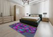 Patterned Steel Blue Modern Rug in a Bedroom, pat1344