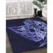 Patterned Night Blue Rug in Family Room, pat1345blu