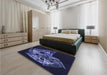 Patterned Night Blue Rug in a Bedroom, pat1345blu