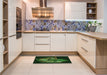 Patterned Dark Lime Green Rug in a Kitchen, pat1345grn