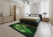 Patterned Dark Lime Green Rug in a Bedroom, pat1345grn