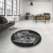 Round Patterned Smokey Gray Rug in a Office, pat1345gry