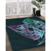 Machine Washable Transitional Aquamarine Stone Green Rug in a Family Room, wshpat1345lblu