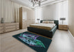 Patterned Aquamarine Stone Green Rug in a Bedroom, pat1345lblu