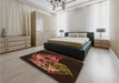 Patterned Saddle Brown Rug in a Bedroom, pat1345org