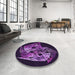 Round Patterned Dark Purple Rug in a Office, pat1345pur