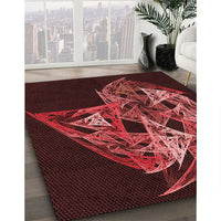 Patterned Fire Brick Red Rug, pat1345rd