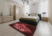 Patterned Fire Brick Red Rug in a Bedroom, pat1345rd